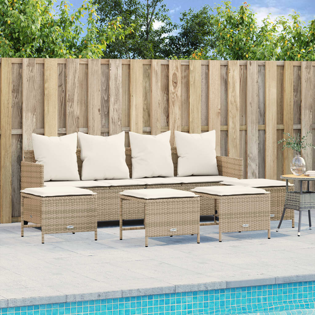 5-delige Loungeset met kussens poly rattan beige is nu te koop bij PeponiXL, paradijselijk wonen!