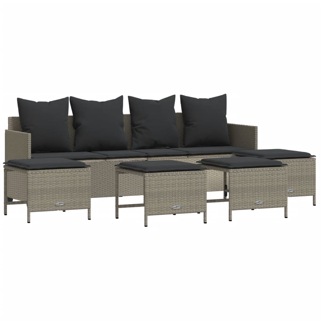 5-delige Loungeset met kussens poly rattan lichtgrijs is nu te koop bij PeponiXL, paradijselijk wonen!
