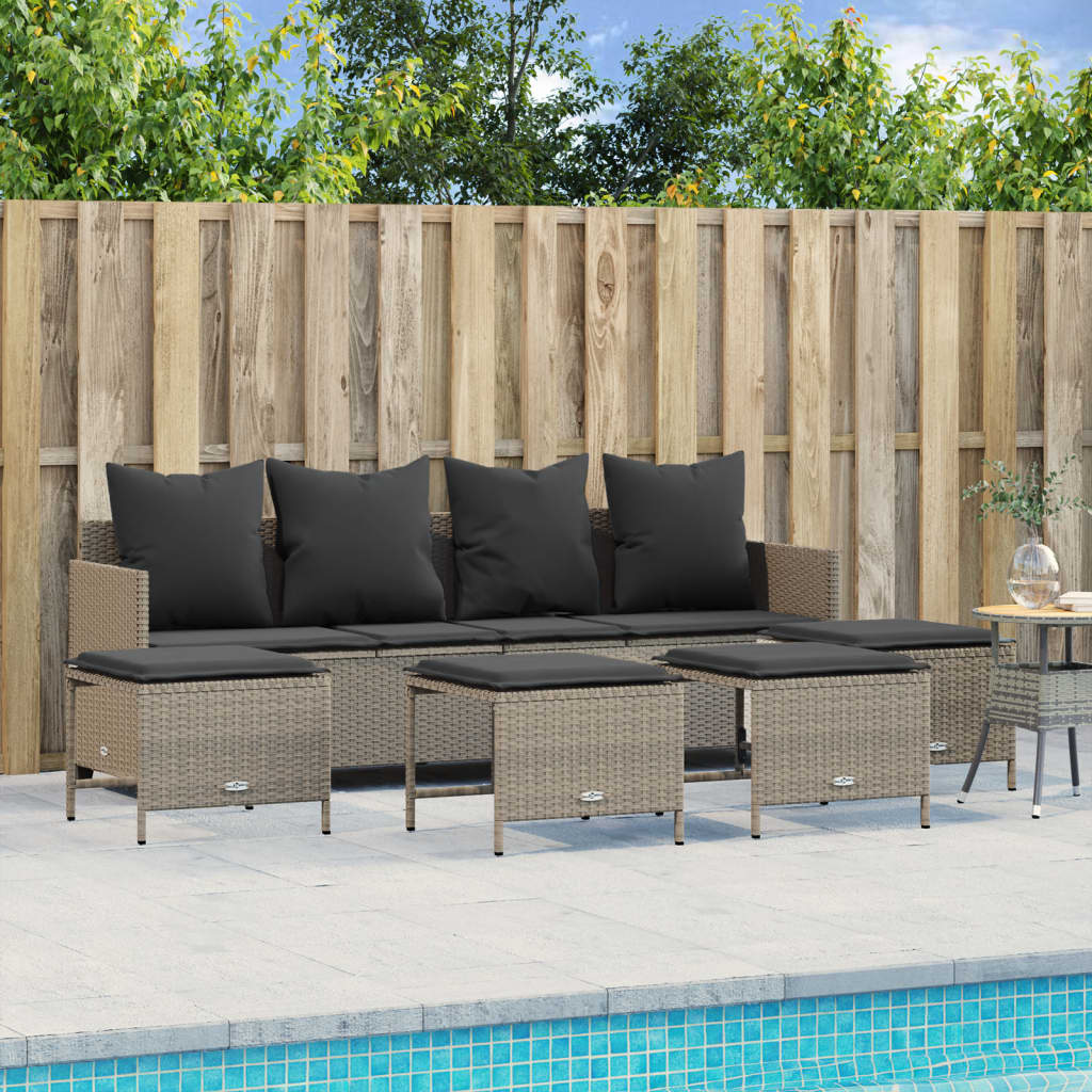 5-delige Loungeset met kussens poly rattan lichtgrijs is nu te koop bij PeponiXL, paradijselijk wonen!