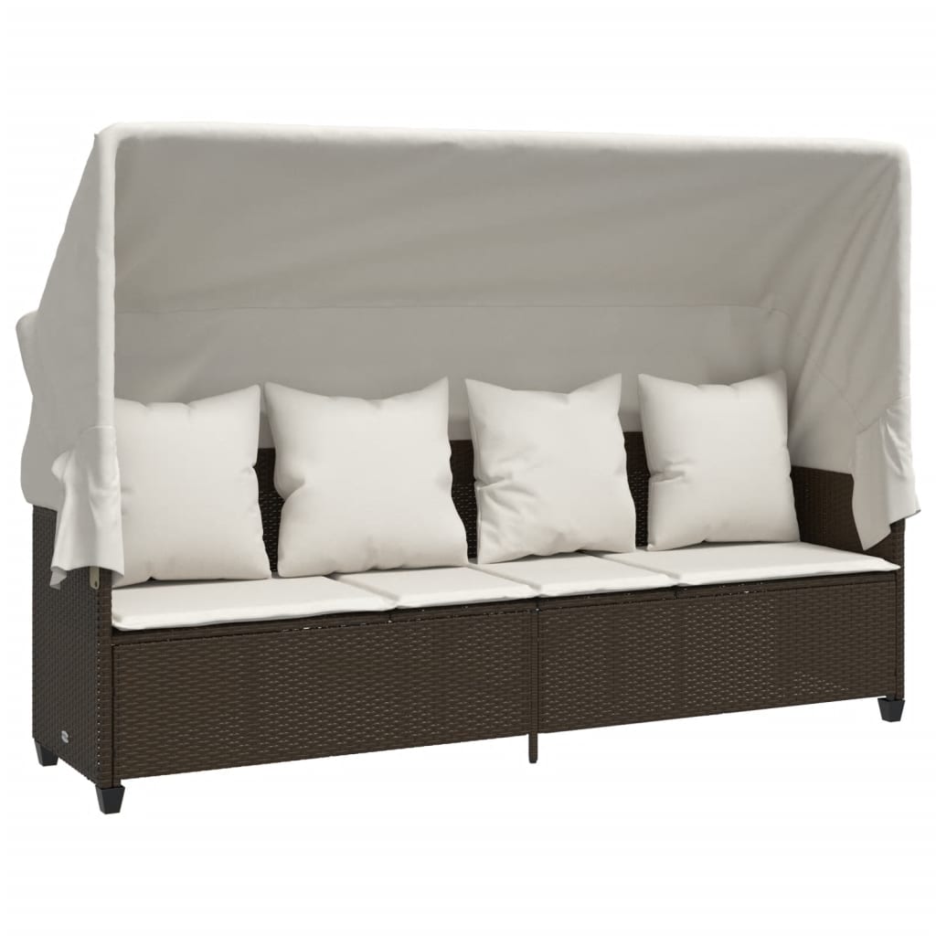 5-delige Loungeset met kussens poly rattan bruin is nu te koop bij PeponiXL, paradijselijk wonen!