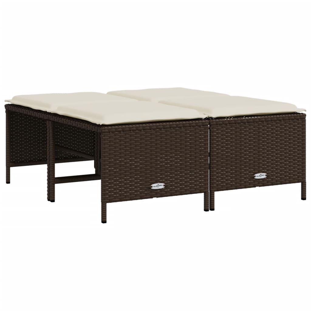 5-delige Loungeset met kussens poly rattan bruin is nu te koop bij PeponiXL, paradijselijk wonen!