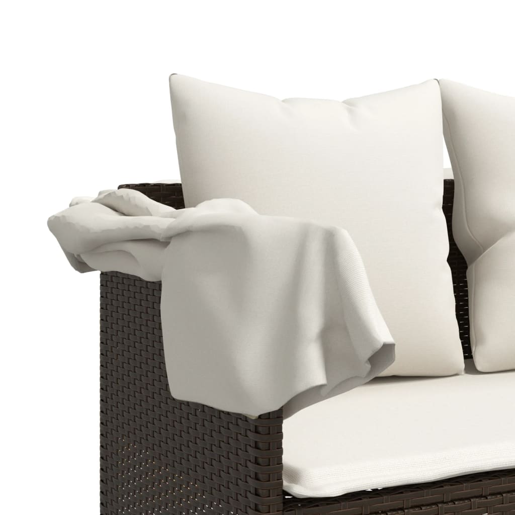 5-delige Loungeset met kussens poly rattan bruin is nu te koop bij PeponiXL, paradijselijk wonen!