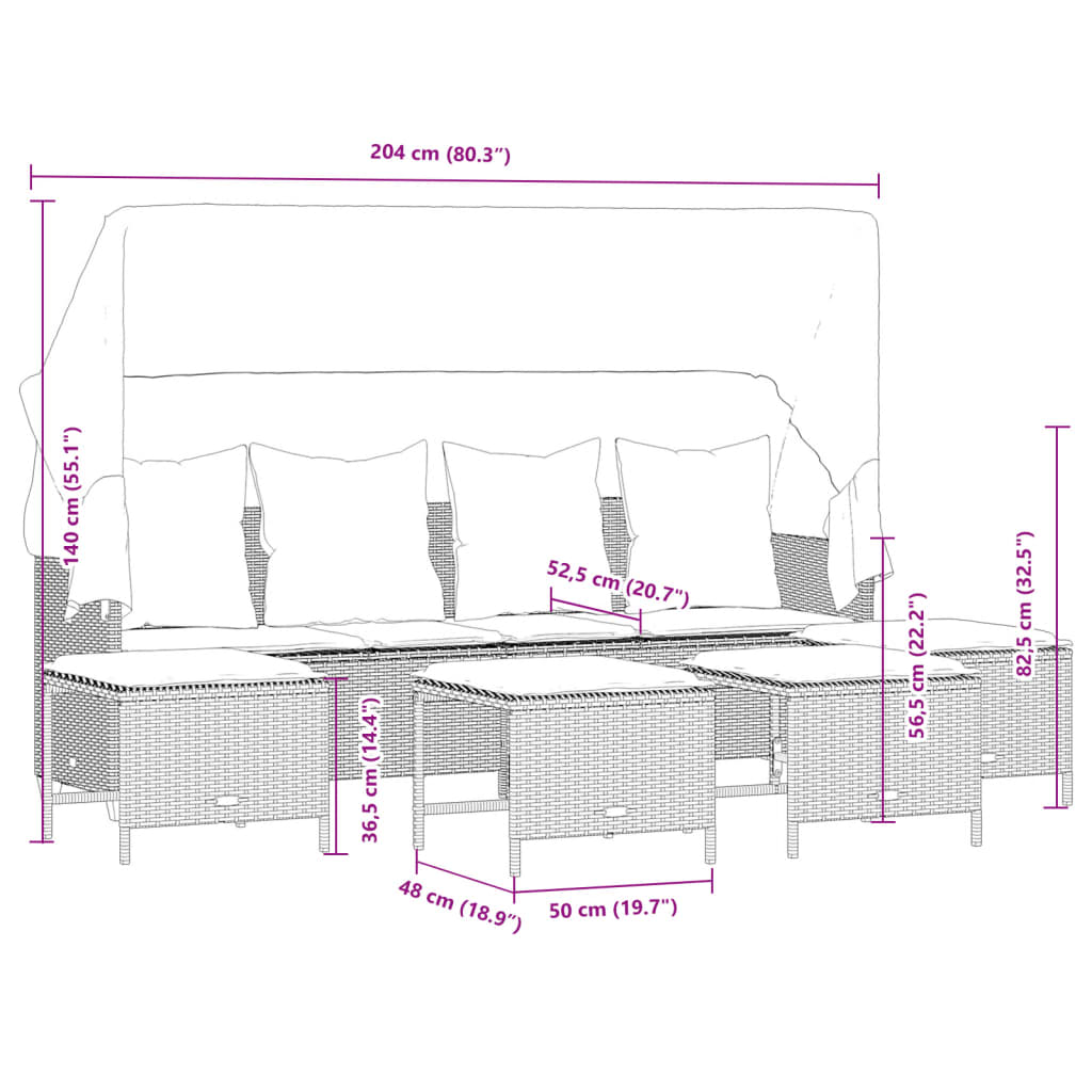 5-delige Loungeset met kussens poly rattan bruin is nu te koop bij PeponiXL, paradijselijk wonen!