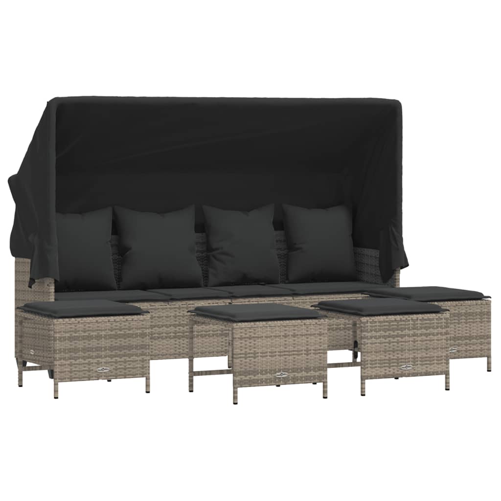 5-delige Loungeset met kussens poly rattan grijs is nu te koop bij PeponiXL, paradijselijk wonen!