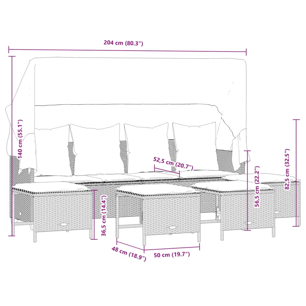 5-delige Loungeset met kussens poly rattan grijs is nu te koop bij PeponiXL, paradijselijk wonen!