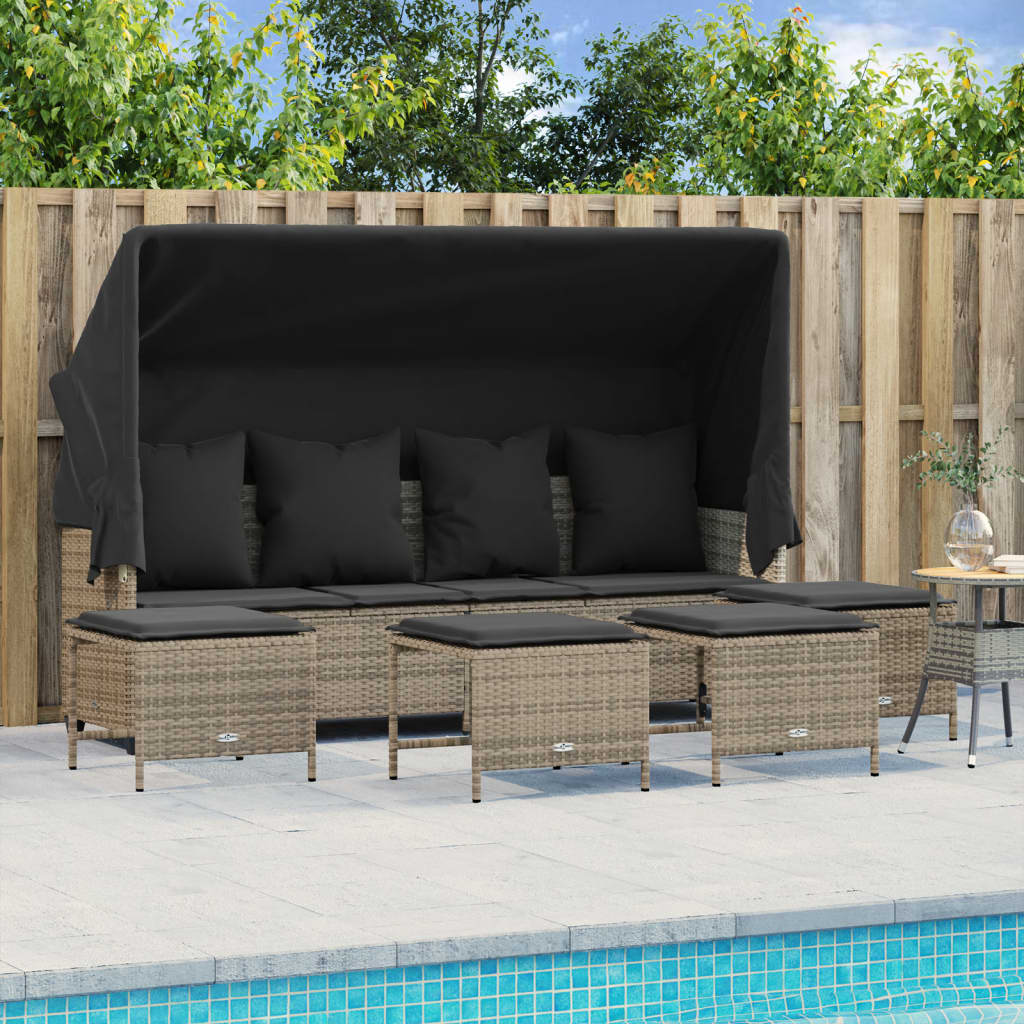 5-delige Loungeset met kussens poly rattan grijs is nu te koop bij PeponiXL, paradijselijk wonen!