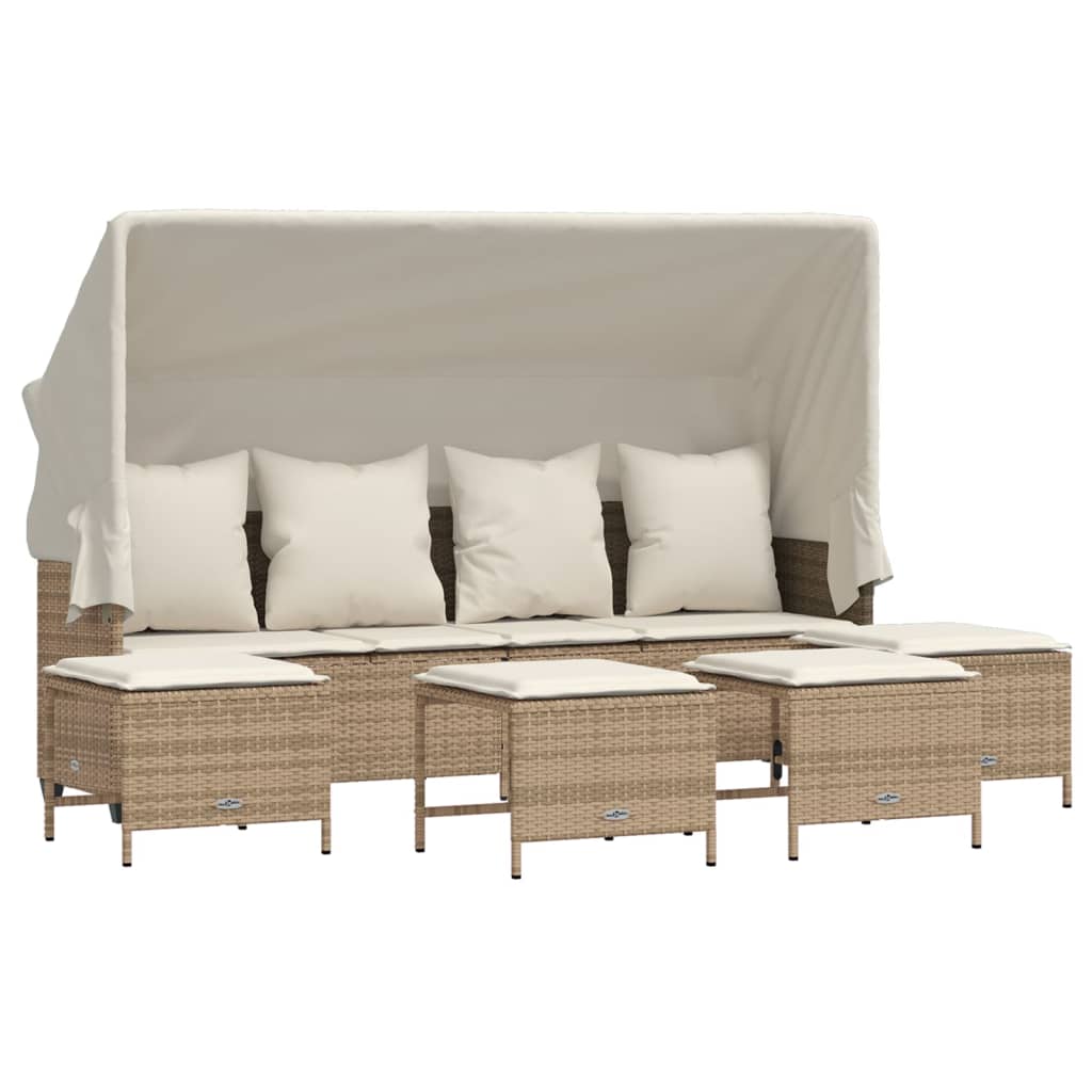 5-delige Loungeset met kussens poly rattan beige is nu te koop bij PeponiXL, paradijselijk wonen!