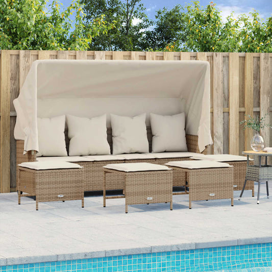 5-delige Loungeset met kussens poly rattan beige is nu te koop bij PeponiXL, paradijselijk wonen!