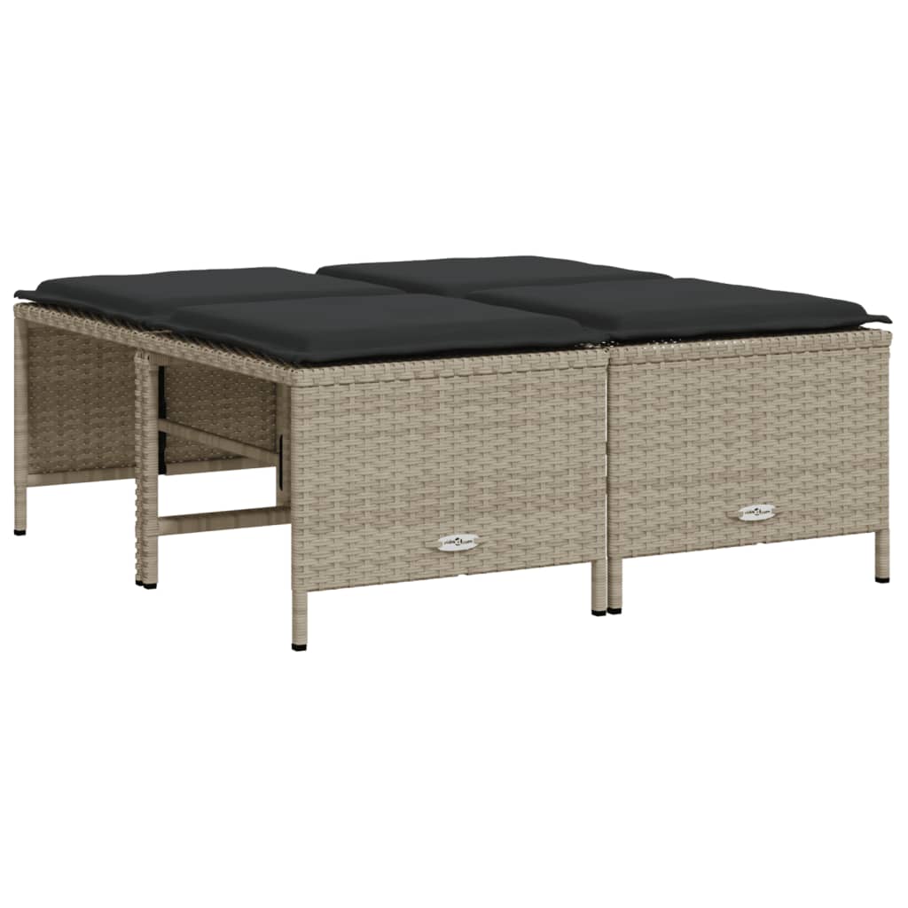 5-delige Loungeset met kussens poly rattan lichtgrijs is nu te koop bij PeponiXL, paradijselijk wonen!