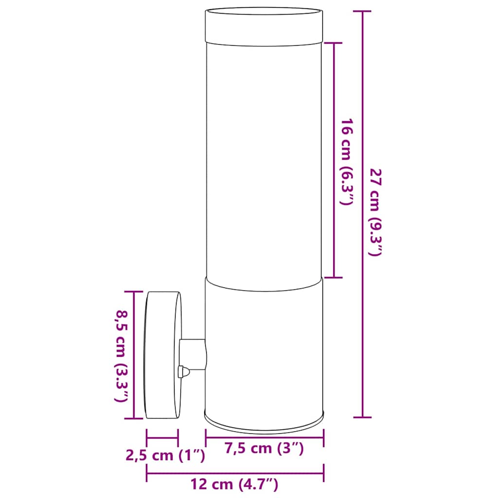 Buiten Wandlamp Zilver 12 x 8,5 x 27 cm is nu te koop bij PeponiXL, paradijselijk wonen!