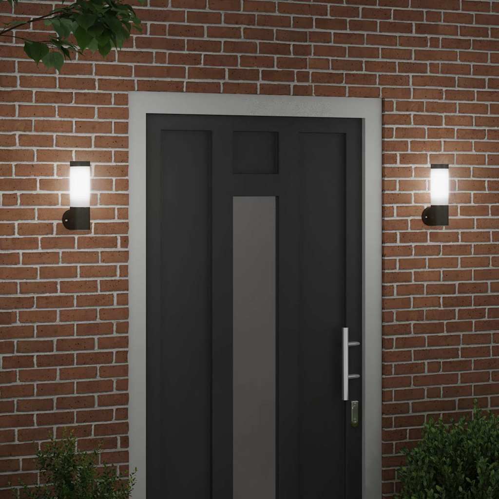Buiten Wandlamp 2 pcs Zwart 12 x 8,5 x 27 cm is nu te koop bij PeponiXL, paradijselijk wonen!