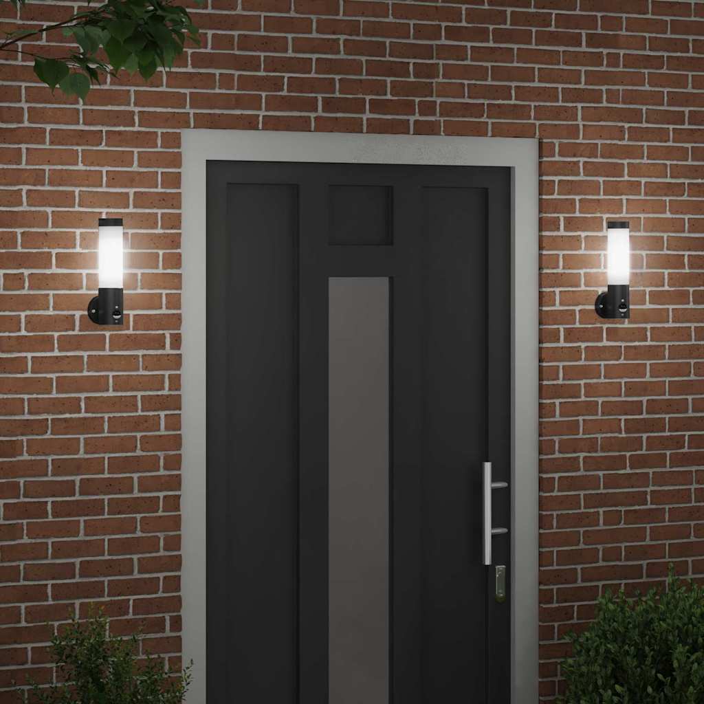 Buiten Wandlamp 2 pcs Zwart 12 x 8,5 x 29 cm is nu te koop bij PeponiXL, paradijselijk wonen!