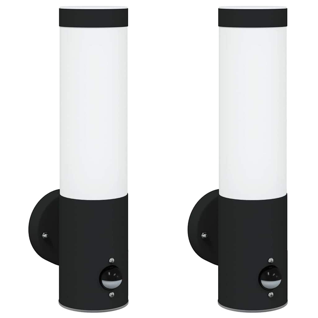 Buiten Wandlamp 2 pcs Zwart 12 x 8,5 x 29 cm is nu te koop bij PeponiXL, paradijselijk wonen!