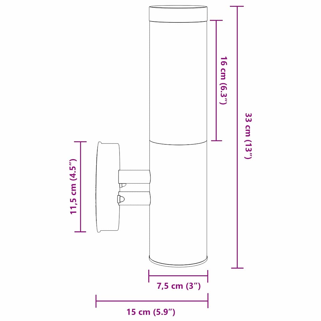 Buiten Wandlamp Zwart 15 x 7,5 x 33 cm is nu te koop bij PeponiXL, paradijselijk wonen!