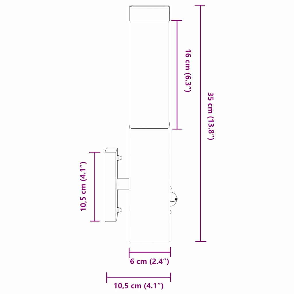 Buiten Wandlamp Zwart 10.5 x 6 x 33 cm is nu te koop bij PeponiXL, paradijselijk wonen!