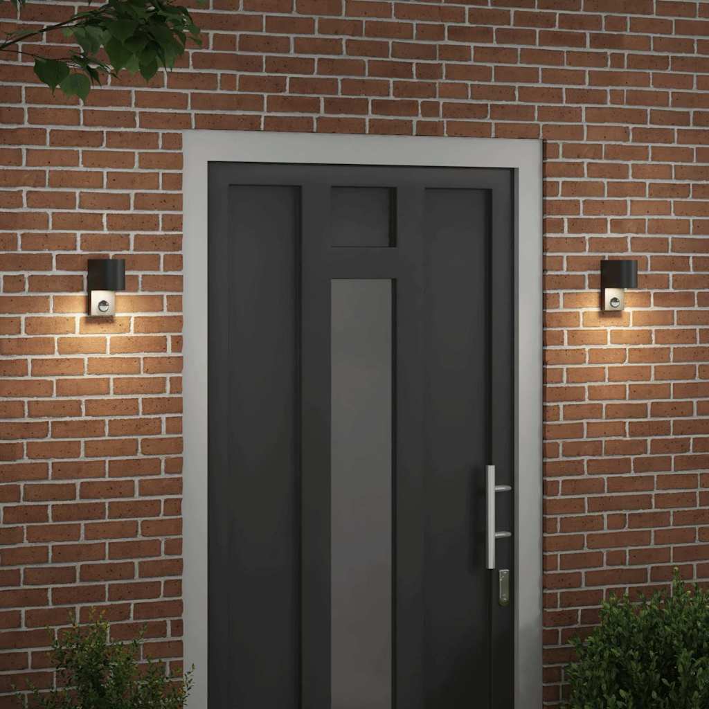 Buiten Wandlamp 2 pcs Zwart 12 x 7 x 15 cm Roestvrij staal is nu te koop bij PeponiXL, paradijselijk wonen!