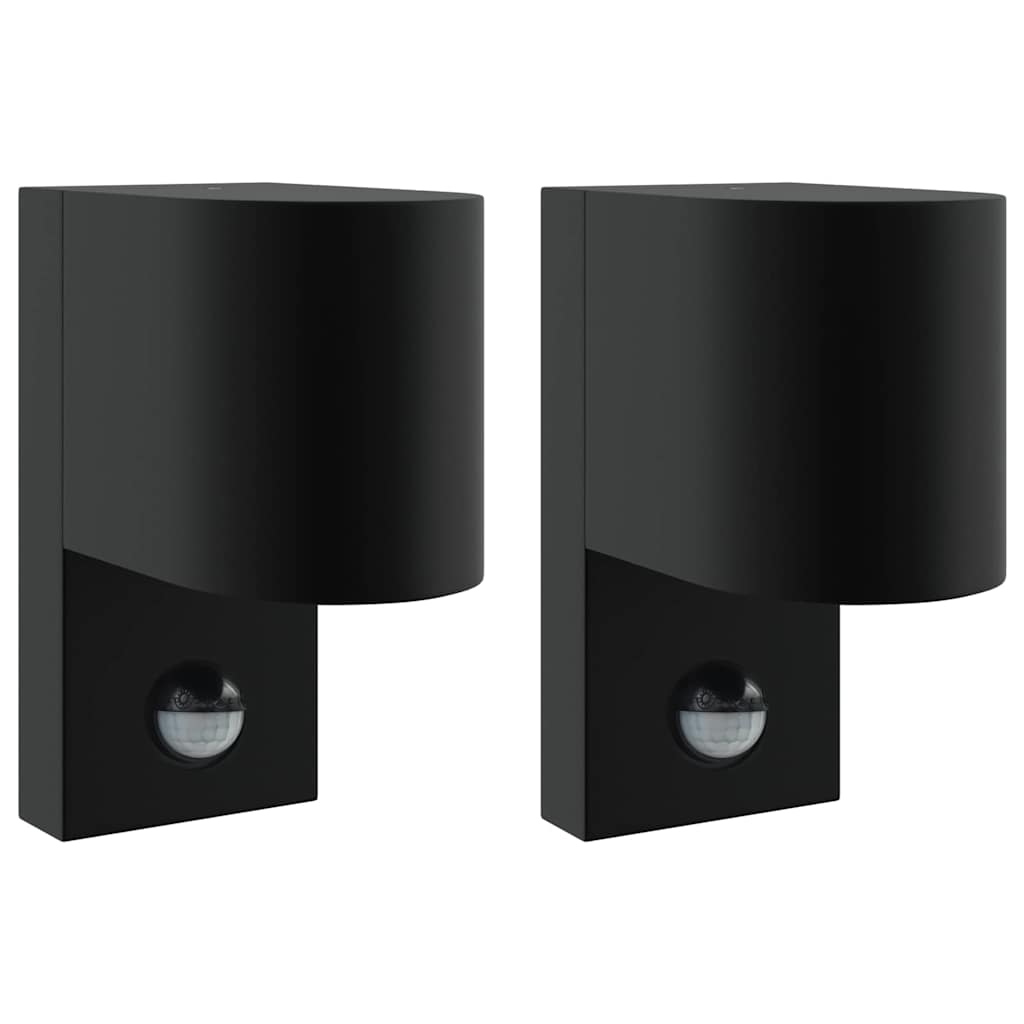 Buiten Wandlamp 2 pcs Zwart 12 x 7 x 15 cm Roestvrij staal is nu te koop bij PeponiXL, paradijselijk wonen!