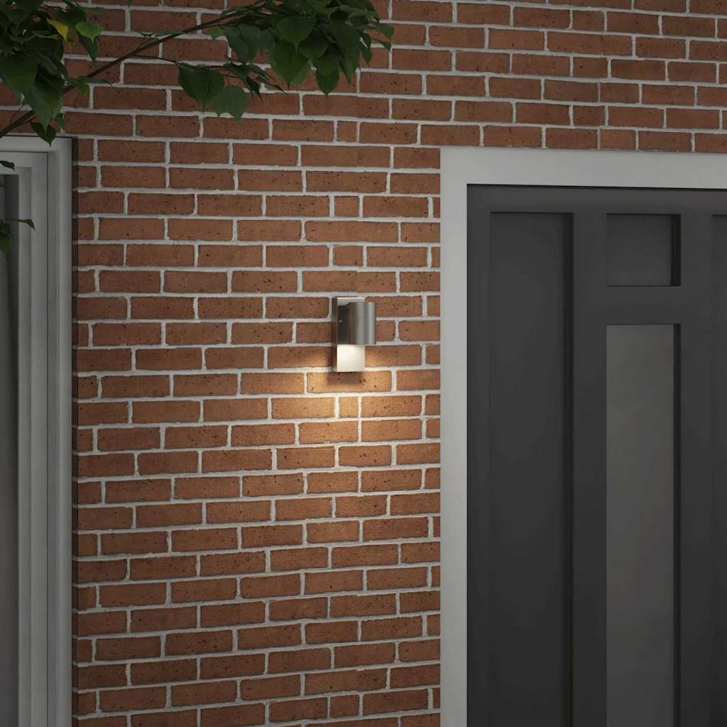 Buiten Wandlamp Zilver 6,5 x 10,5 x 16 cm RVS en Glas is nu te koop bij PeponiXL, paradijselijk wonen!