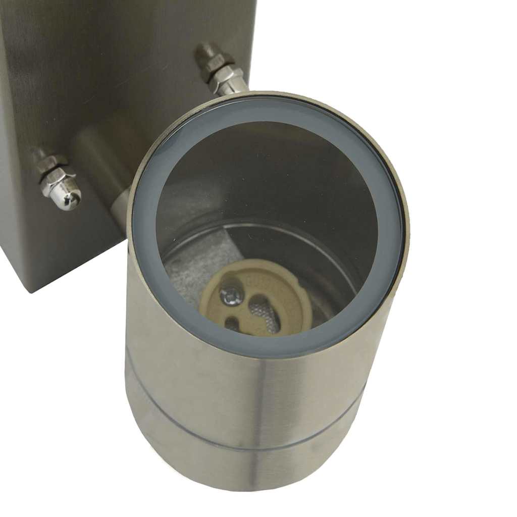 Buiten Wandlamp 2 pcs Zilver 6,5 x 10,5 x 16 cm RVS en Glas is nu te koop bij PeponiXL, paradijselijk wonen!