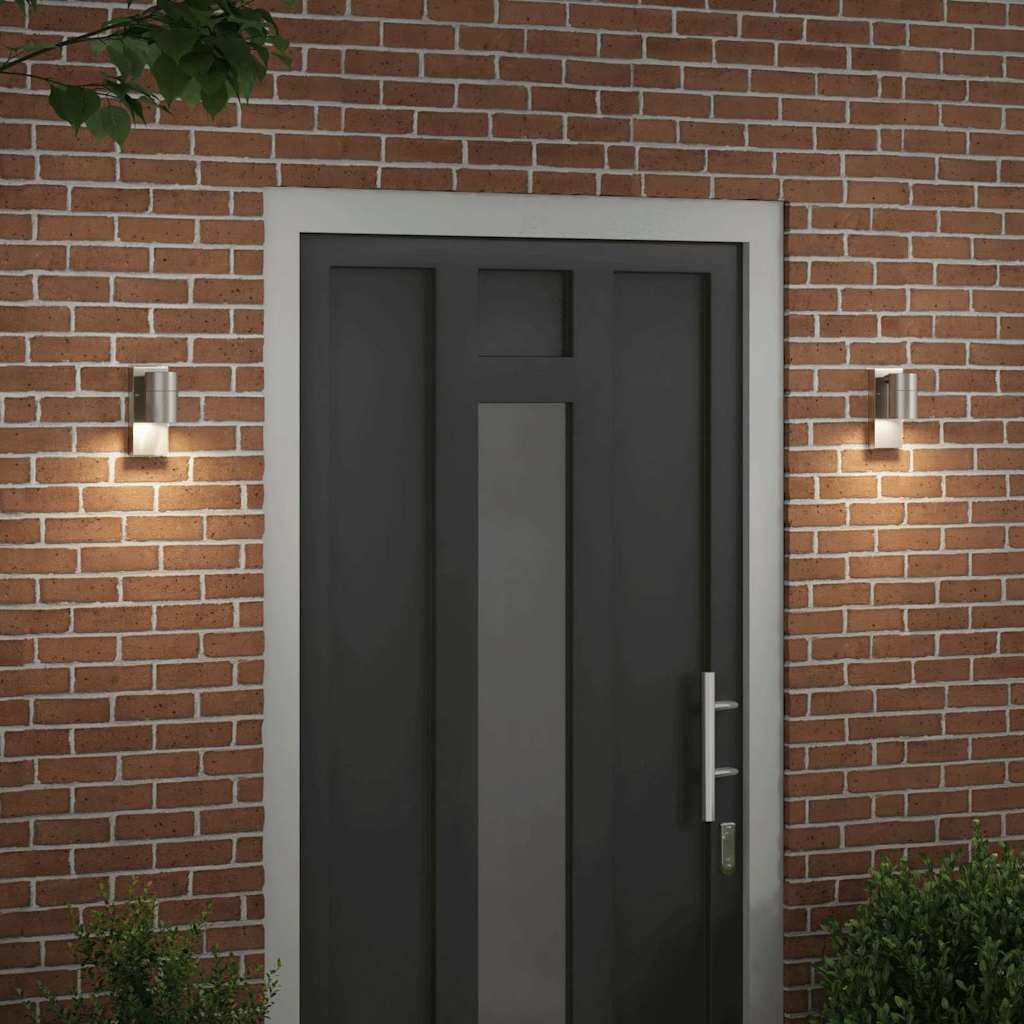 Buiten Wandlamp 2 pcs Zilver 6,5 x 10,5 x 16 cm RVS en Glas is nu te koop bij PeponiXL, paradijselijk wonen!
