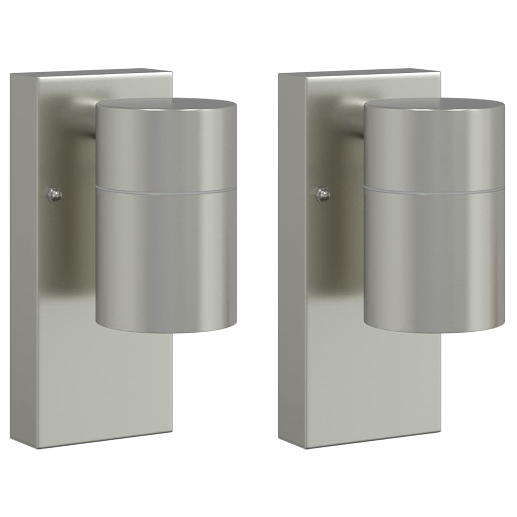 Buiten Wandlamp 2 pcs Zilver 6,5 x 10,5 x 16 cm RVS en Glas is nu te koop bij PeponiXL, paradijselijk wonen!
