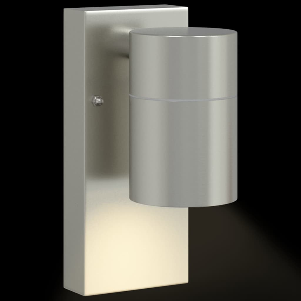Buiten Wandlamp 2 pcs Zilver 6,5 x 10,5 x 16 cm RVS en Glas is nu te koop bij PeponiXL, paradijselijk wonen!