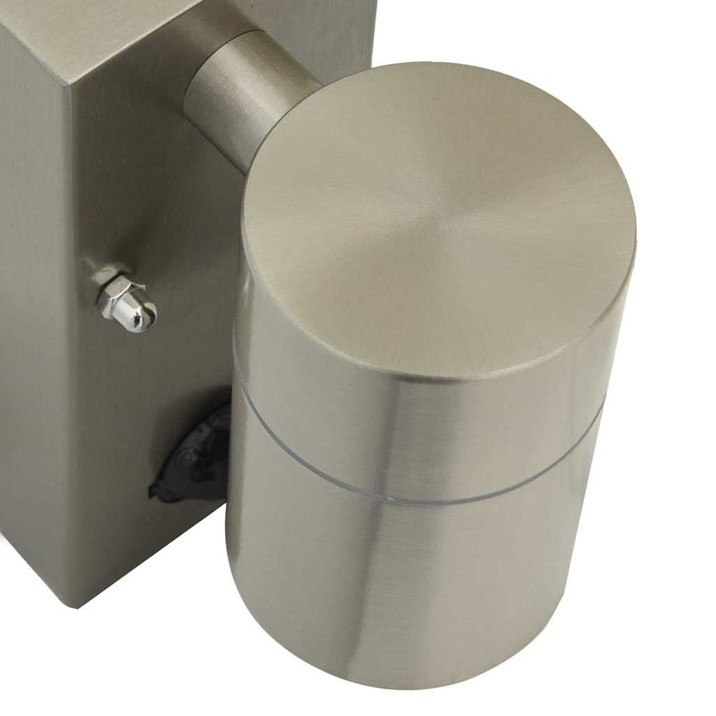 Buiten Wandlamp 2 pcs Zilver 6,5 x 10,5 x 16 cm RVS en Glas is nu te koop bij PeponiXL, paradijselijk wonen!