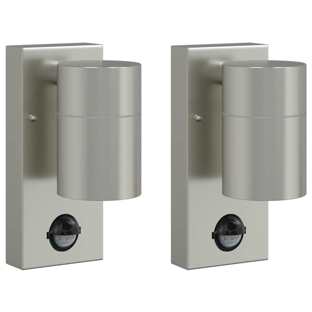 Buiten Wandlamp 2 pcs Zilver 6,5 x 10,5 x 16 cm RVS en Glas is nu te koop bij PeponiXL, paradijselijk wonen!
