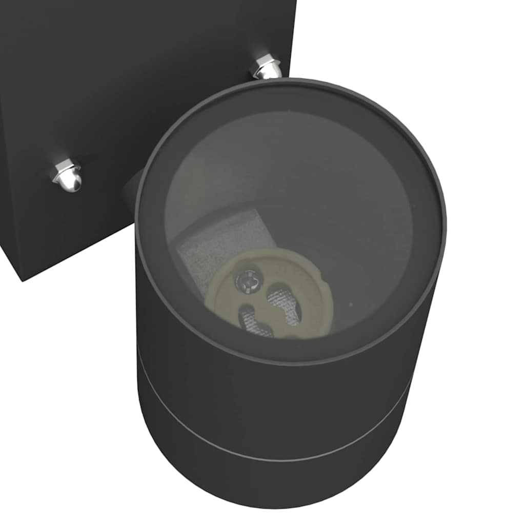 Buiten Wandlamp 2 pcs Zwart 6,5 x 10,5 x 16 cm RVS en Glas is nu te koop bij PeponiXL, paradijselijk wonen!