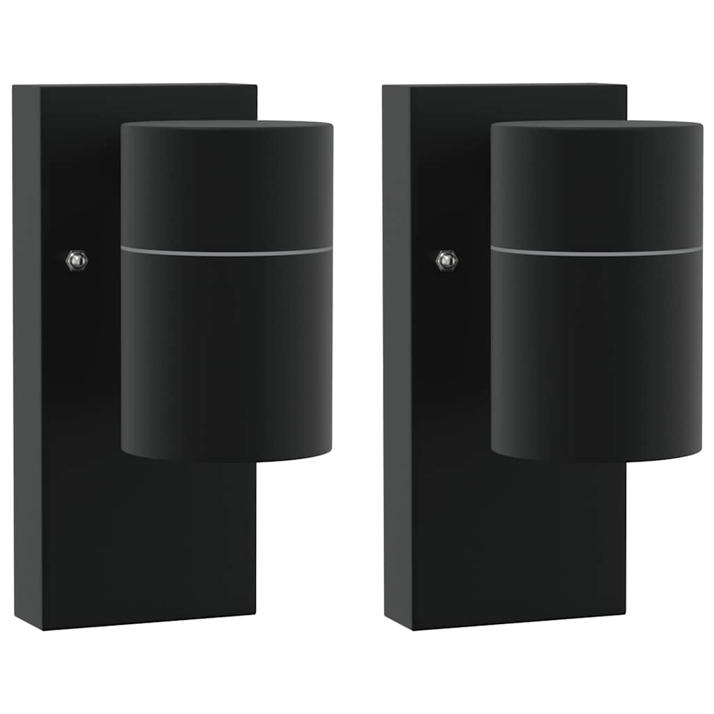 Buiten Wandlamp 2 pcs Zwart 6,5 x 10,5 x 16 cm RVS en Glas is nu te koop bij PeponiXL, paradijselijk wonen!