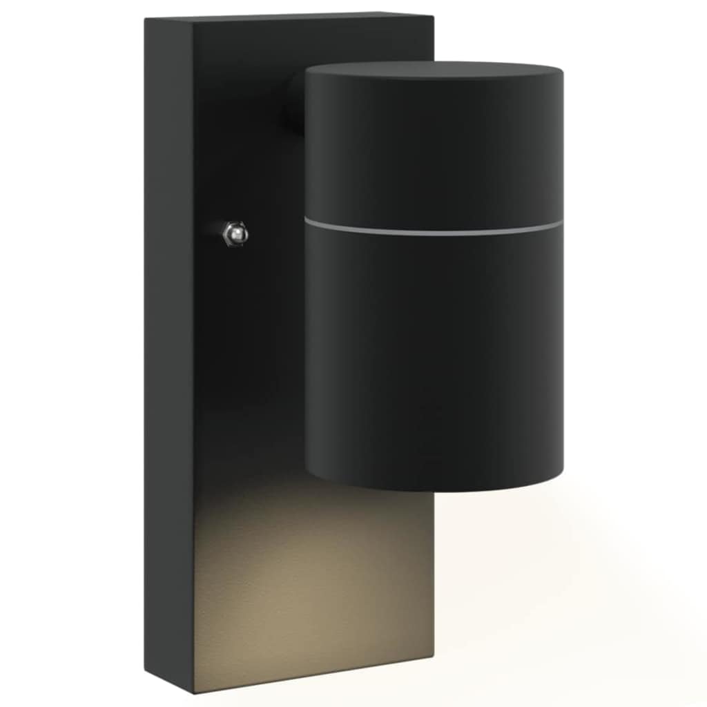 Buiten Wandlamp 2 pcs Zwart 6,5 x 10,5 x 16 cm RVS en Glas is nu te koop bij PeponiXL, paradijselijk wonen!