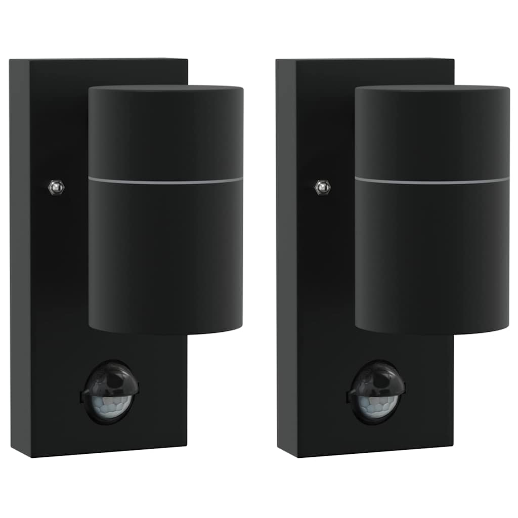 Buiten Wandlamp 2 pcs Zwart 6,5 x 10,5 x 16 cm RVS en Glas is nu te koop bij PeponiXL, paradijselijk wonen!