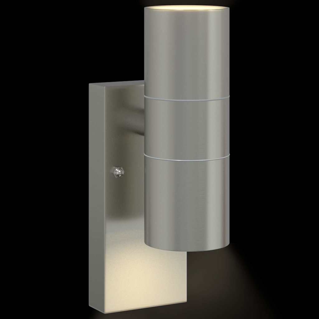 Buiten Wandlamp Zilver 7 x 10 x 22 cm RVS en Glas is nu te koop bij PeponiXL, paradijselijk wonen!
