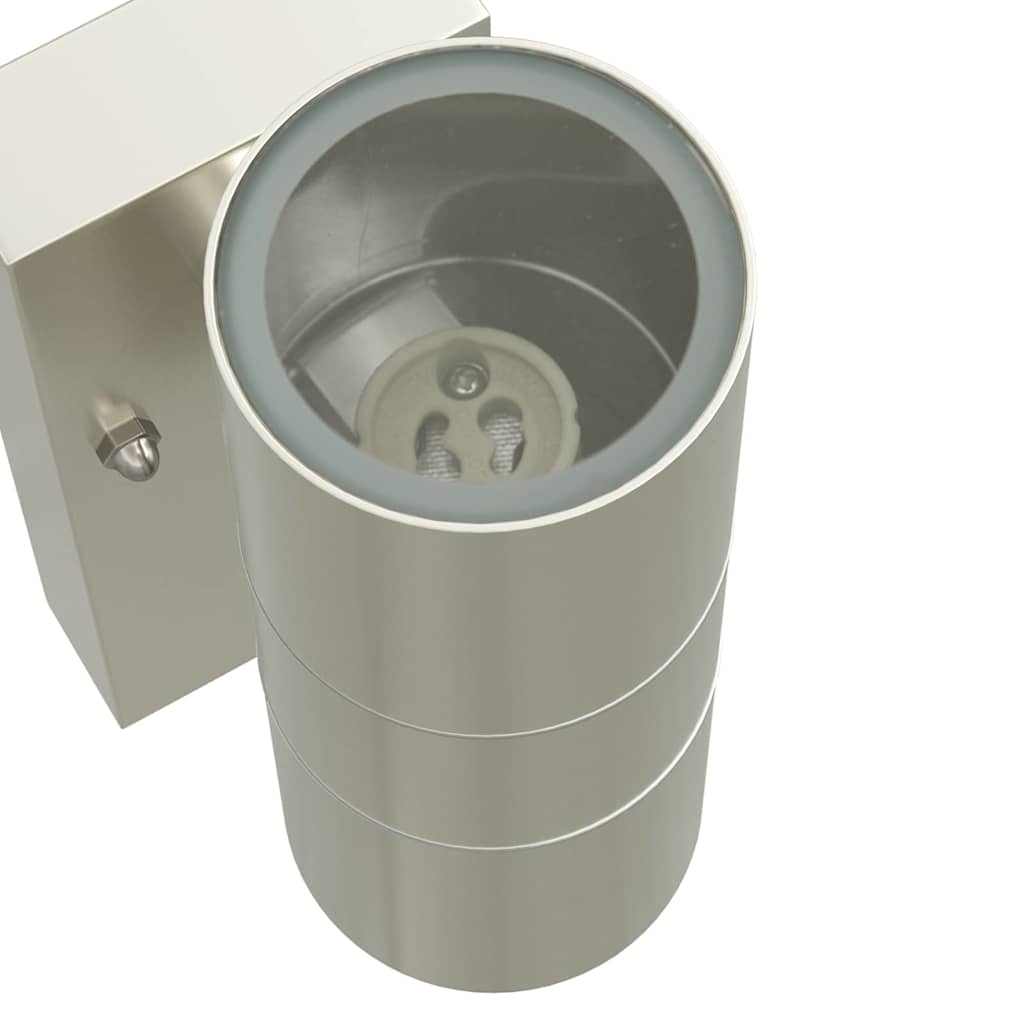 Buiten Wandlamp 2 pcs Zilver 7 x 10 x 22 cm RVS en Glas is nu te koop bij PeponiXL, paradijselijk wonen!