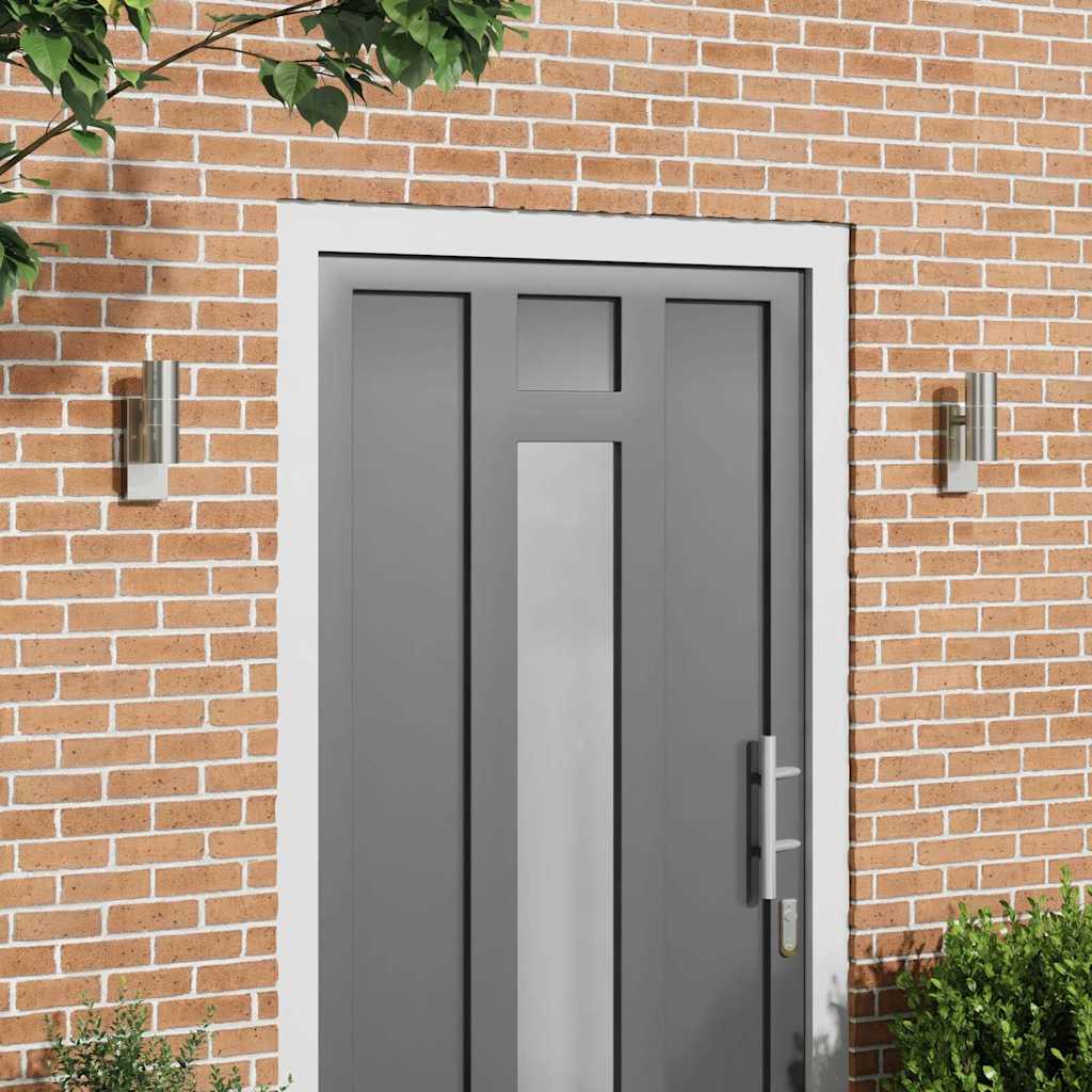 Buiten Wandlamp 2 pcs Zilver 7 x 10 x 22 cm RVS en Glas is nu te koop bij PeponiXL, paradijselijk wonen!