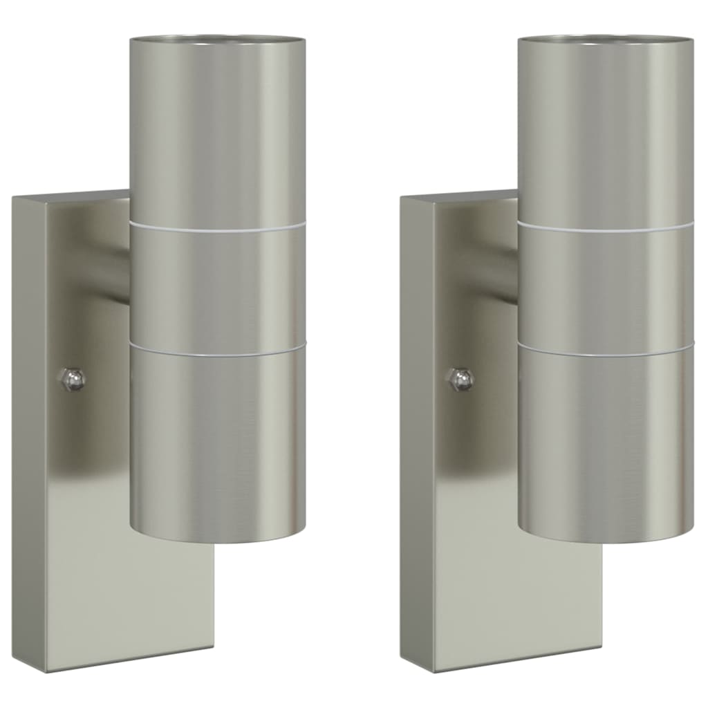 Buiten Wandlamp 2 pcs Zilver 7 x 10 x 22 cm RVS en Glas is nu te koop bij PeponiXL, paradijselijk wonen!
