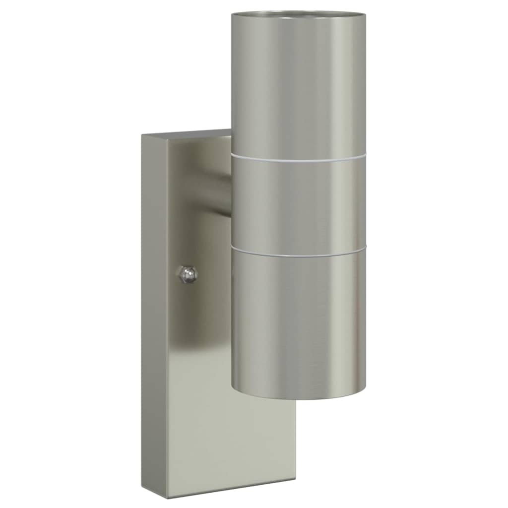 Buiten Wandlamp 2 pcs Zilver 7 x 10 x 22 cm RVS en Glas is nu te koop bij PeponiXL, paradijselijk wonen!