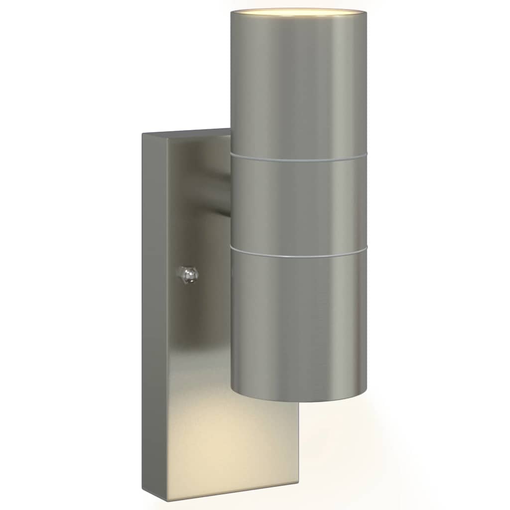 Buiten Wandlamp 2 pcs Zilver 7 x 10 x 22 cm RVS en Glas is nu te koop bij PeponiXL, paradijselijk wonen!