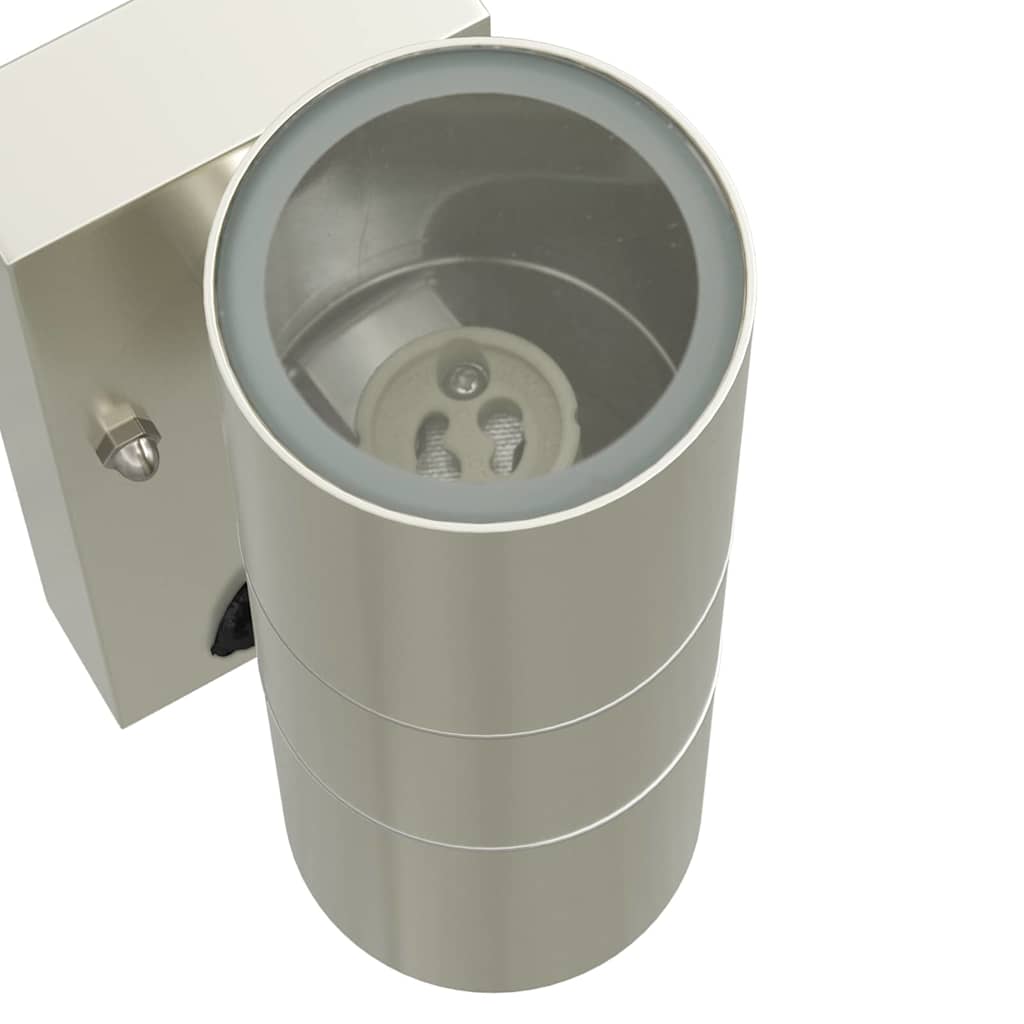 Buiten Wandlamp 2 pcs Zilver 7 x 10 x 22 cm RVS en Glas is nu te koop bij PeponiXL, paradijselijk wonen!