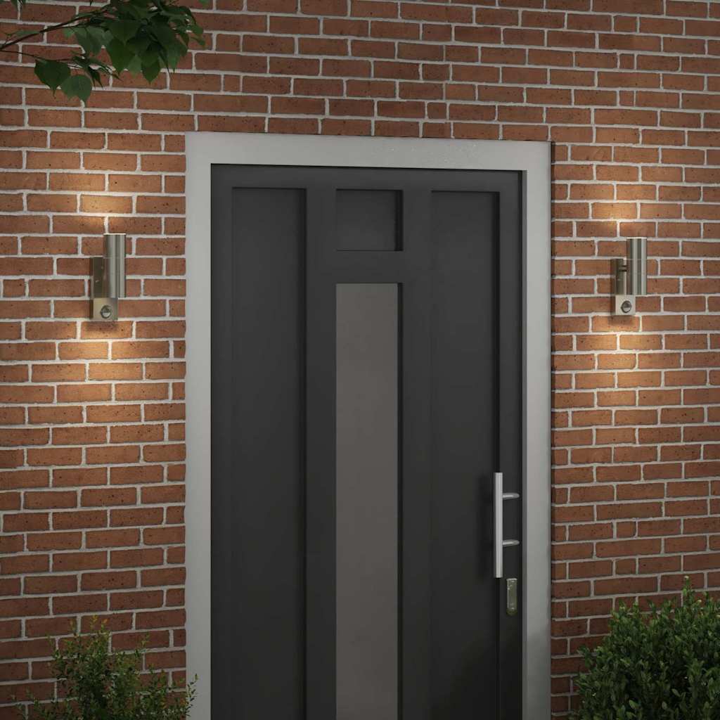 Buiten Wandlamp 2 pcs Zilver 7 x 10 x 22 cm RVS en Glas is nu te koop bij PeponiXL, paradijselijk wonen!