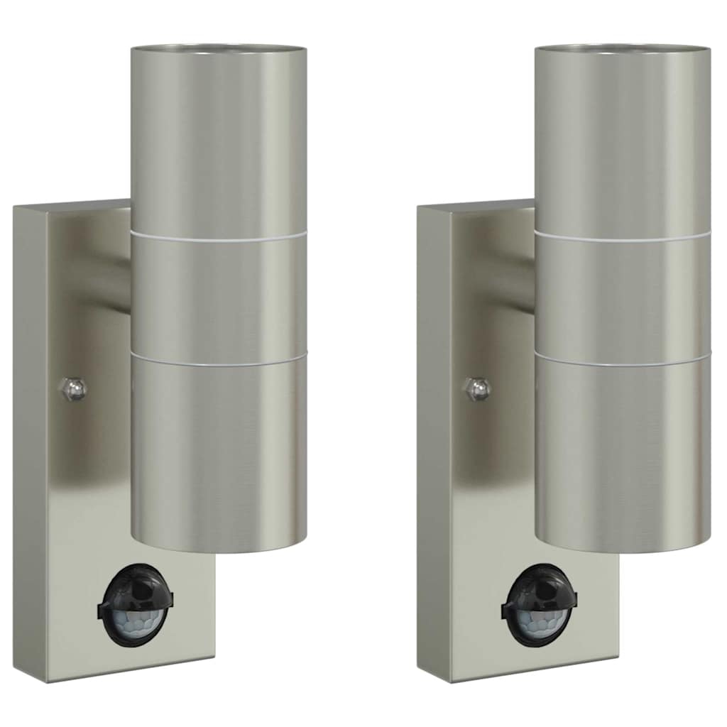 Buiten Wandlamp 2 pcs Zilver 7 x 10 x 22 cm RVS en Glas is nu te koop bij PeponiXL, paradijselijk wonen!