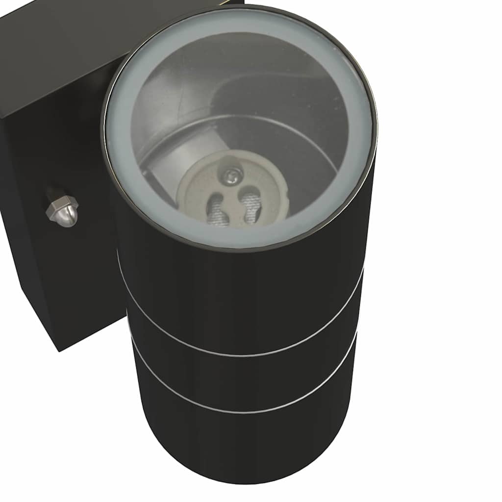 Buiten Wandlamp 2 pcs Zwart 7 x 10 x 22 cm RVS en Glas is nu te koop bij PeponiXL, paradijselijk wonen!
