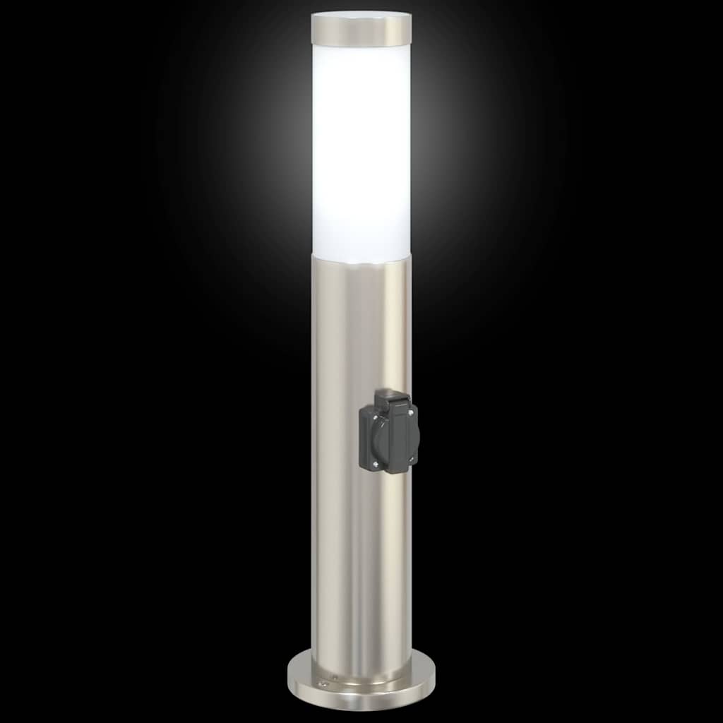 Bolderverlichting met stopcontact 3 stuks 50 cm roestvrij staal IP44 is nu te koop bij PeponiXL, paradijselijk wonen!