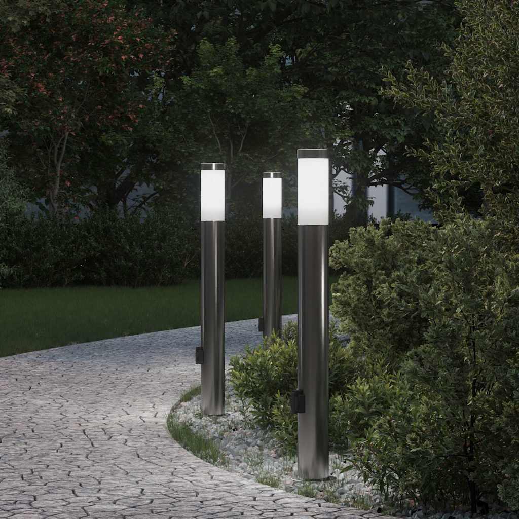 Bolderverlichting met stopcontact 3 stuks 80 cm roestvrij staal IP44 is nu te koop bij PeponiXL, paradijselijk wonen!