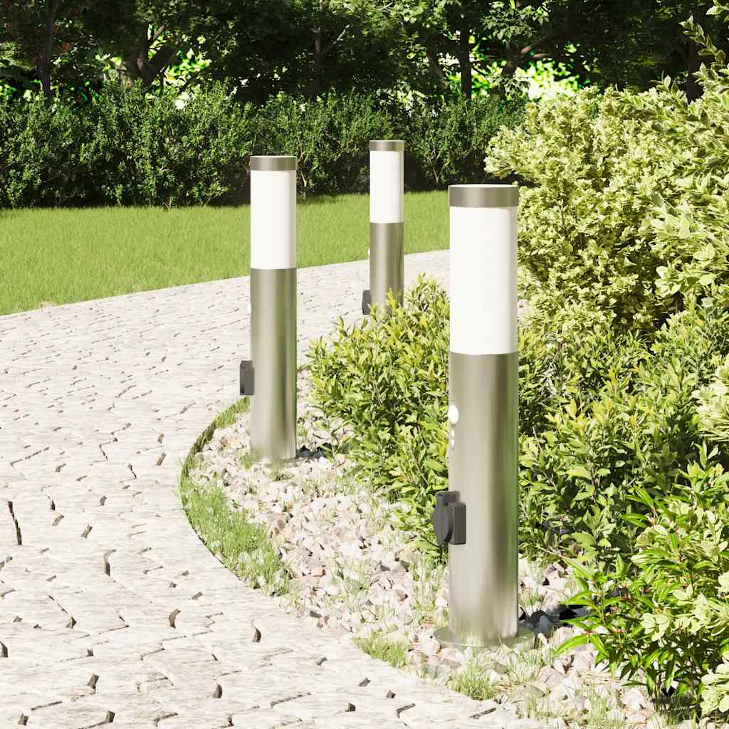 Bolderverlichting met sensor en stopcontact 3 stuks 50 cm roestvrij staal IP44 is nu te koop bij PeponiXL, paradijselijk wonen!