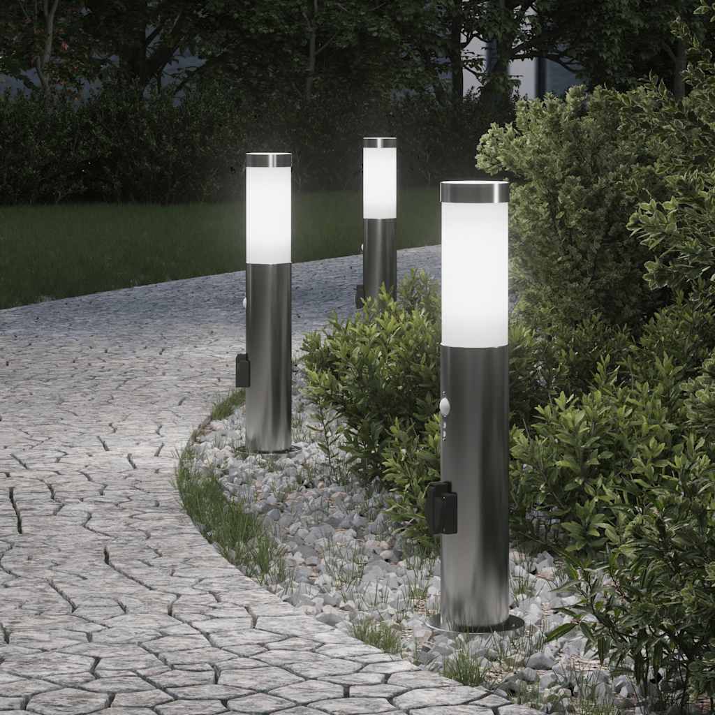 Bolderverlichting met sensor en stopcontact 3 stuks 50 cm roestvrij staal IP44 is nu te koop bij PeponiXL, paradijselijk wonen!