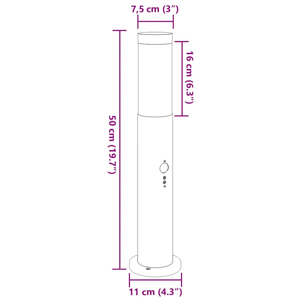 Bolderverlichting met sensor 3 stuks 50 cm RVS IP44 is nu te koop bij PeponiXL, paradijselijk wonen!