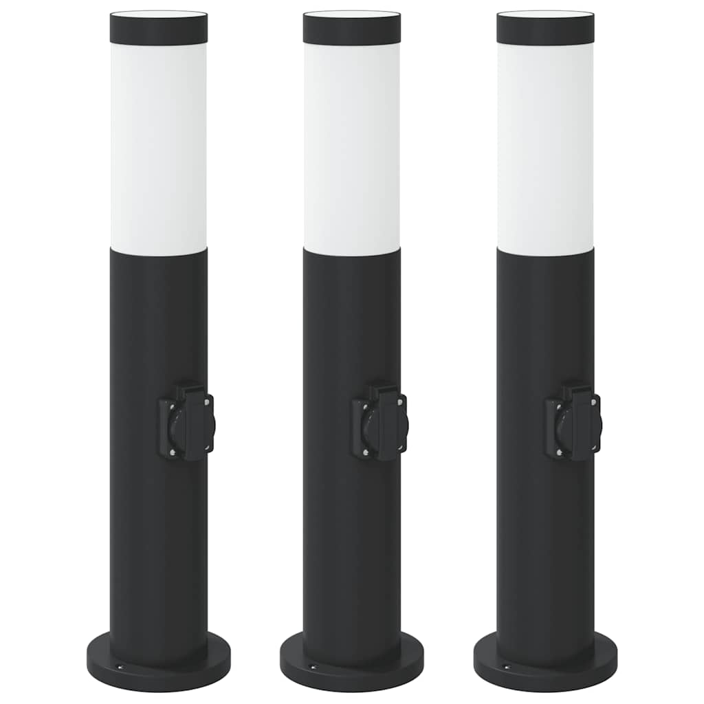 Bolderverlichting met stopcontact 3 stuks 50 cm roestvrij staal IP44 is nu te koop bij PeponiXL, paradijselijk wonen!