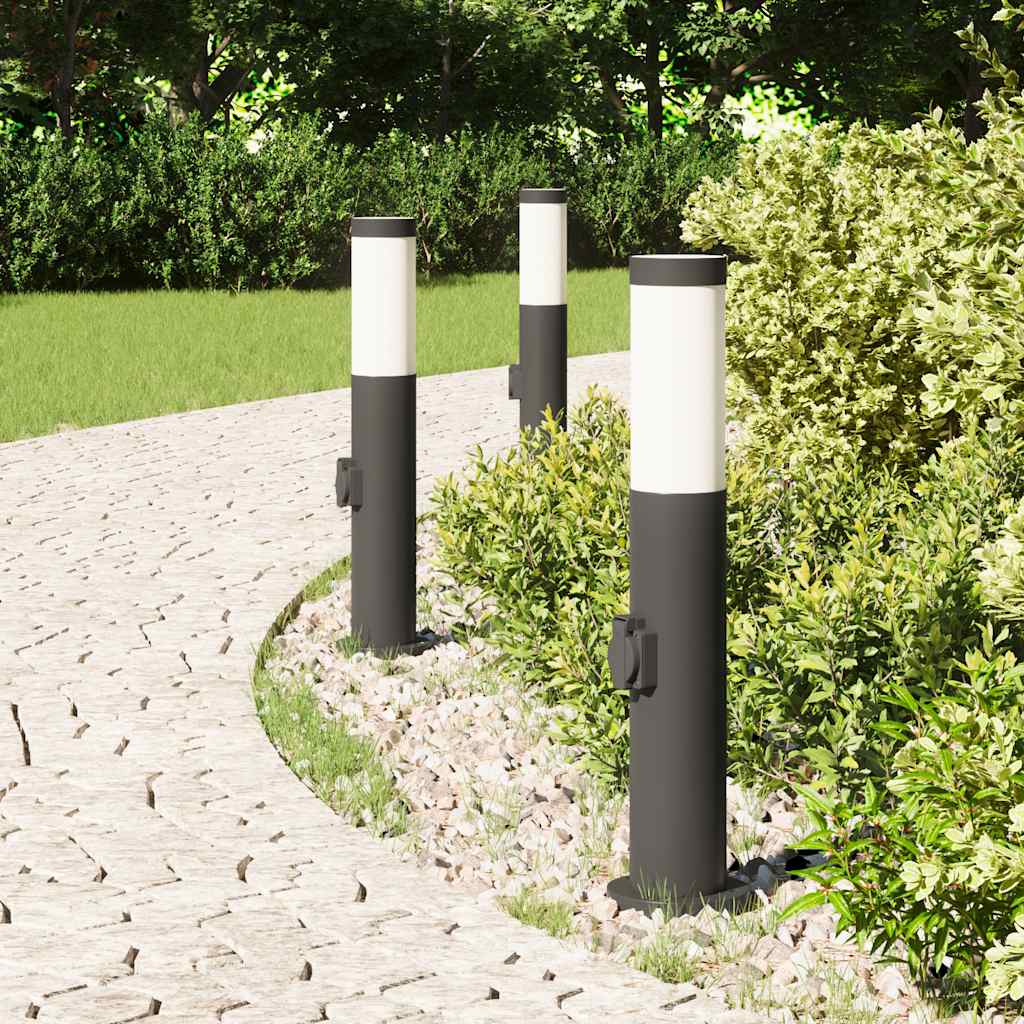 Bolderverlichting met stopcontact 3 stuks 50 cm roestvrij staal IP44 is nu te koop bij PeponiXL, paradijselijk wonen!