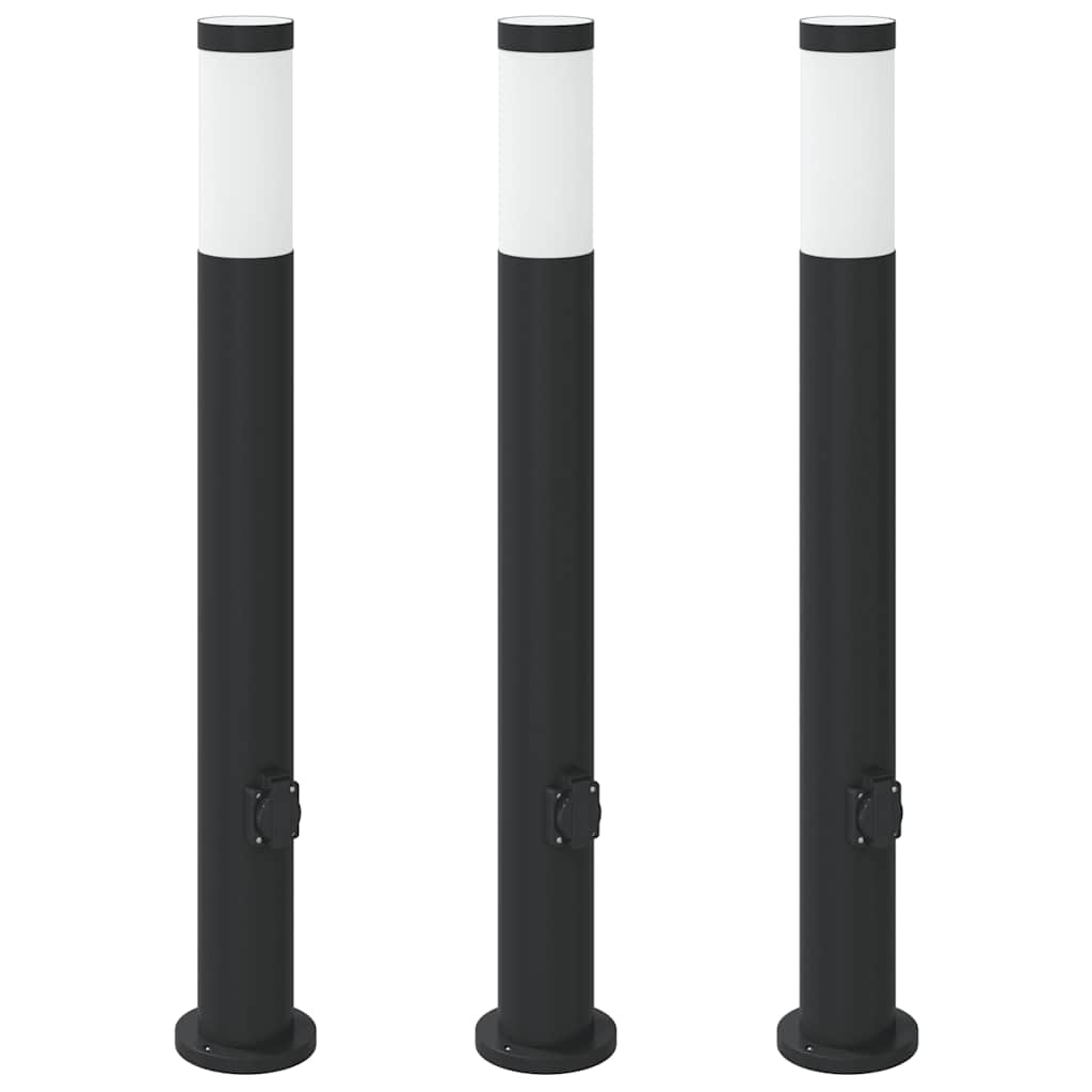 Bolderverlichting met stopcontact 3 stuks 80 cm roestvrij staal IP44 is nu te koop bij PeponiXL, paradijselijk wonen!